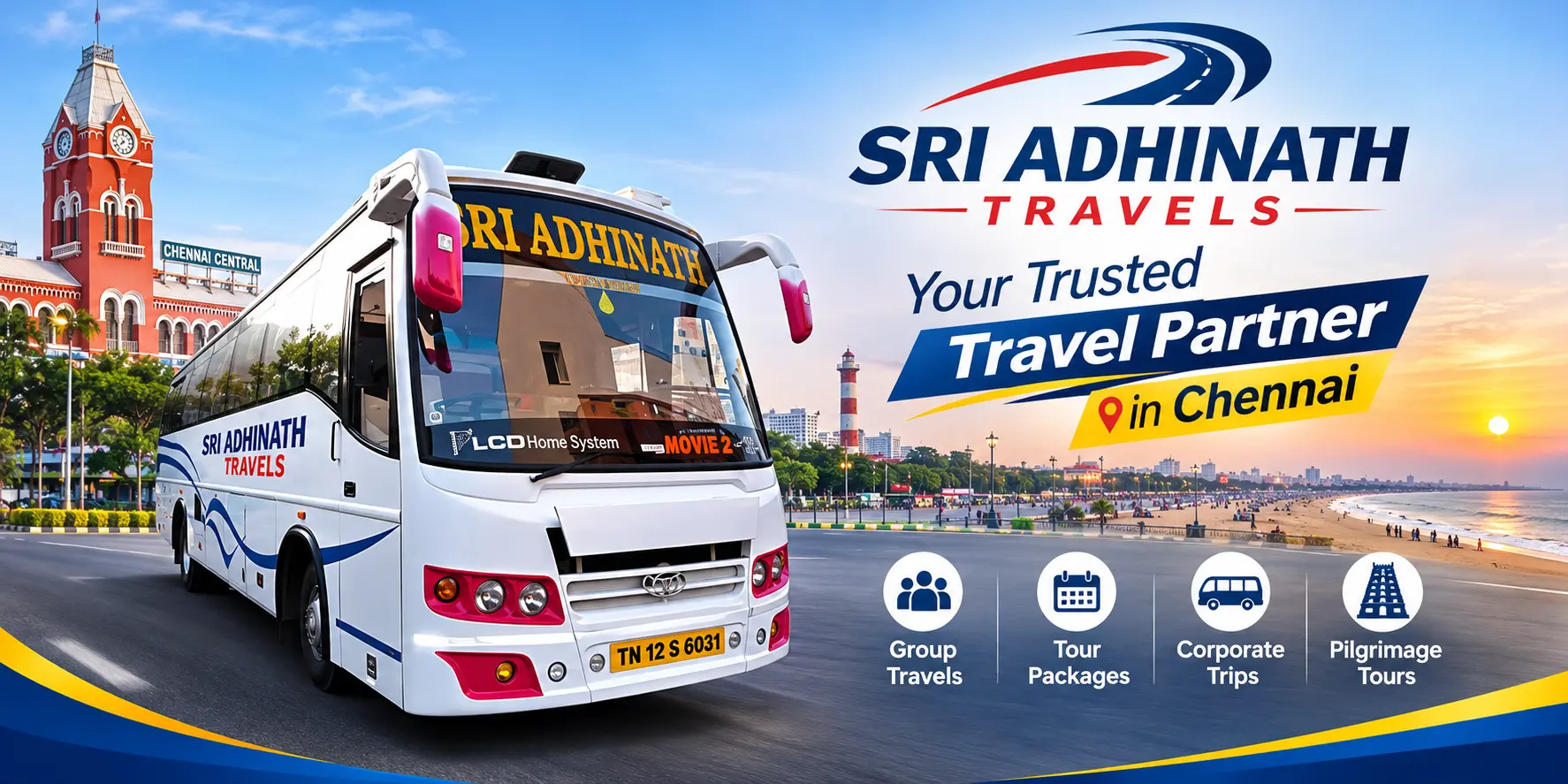 Outstation Bus Hire from Chennai across Tamil Nadu